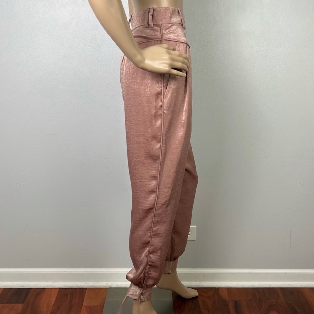 NEW L’ACADEMIE REVOLVE PINK SATIN TIE CUFF PANTS - Picture 5 of 8